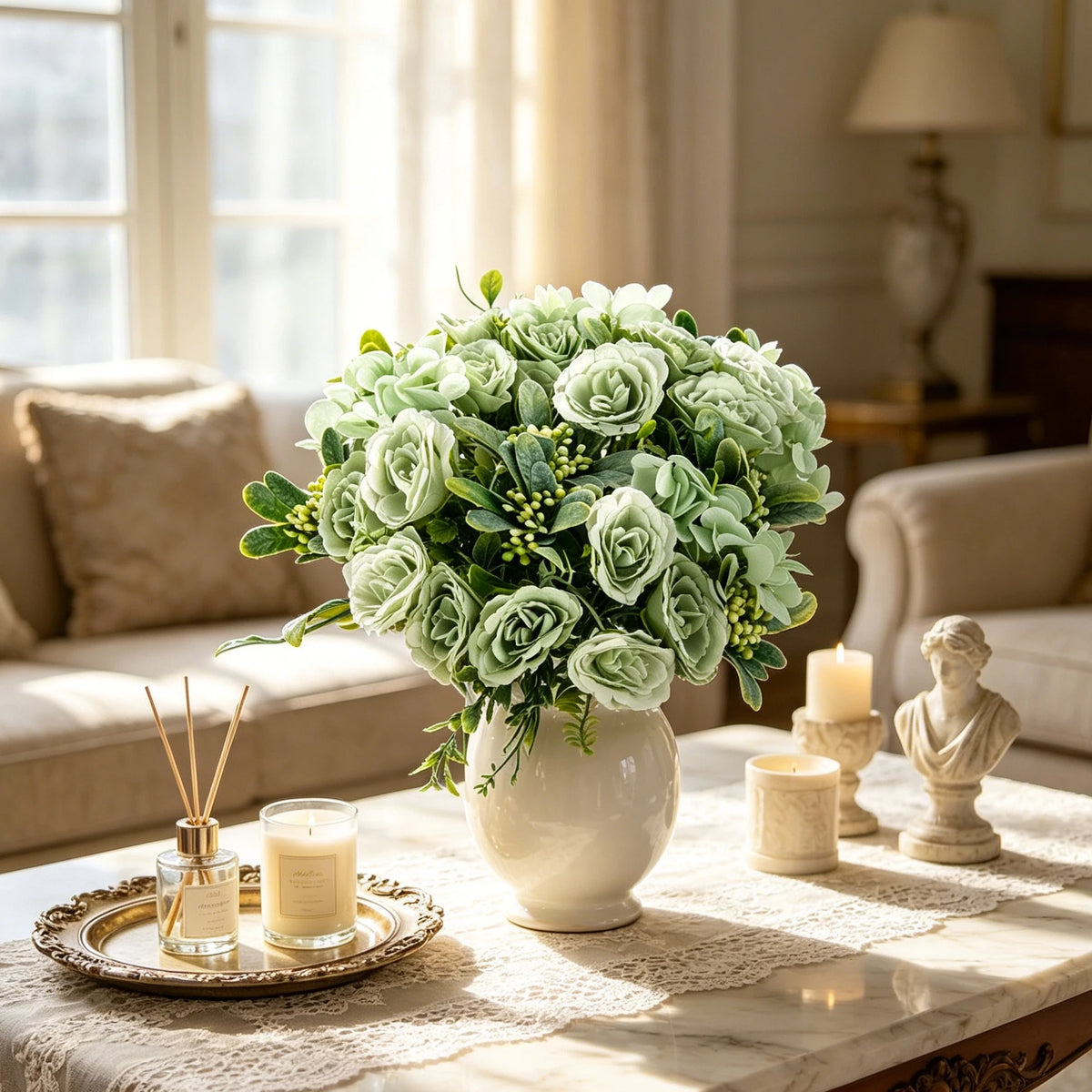Silk Artificial Roses & Hydrangea Bouquet – Wedding & Home Décor Artificial Flower Bouquet Babs