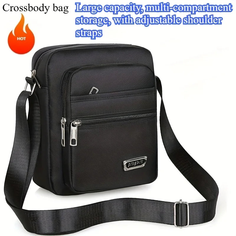 Black Oxford Crossbody Bag – Unisex Large Capacity Multi-Pocket Crossbody Shoulder Bag Babs
