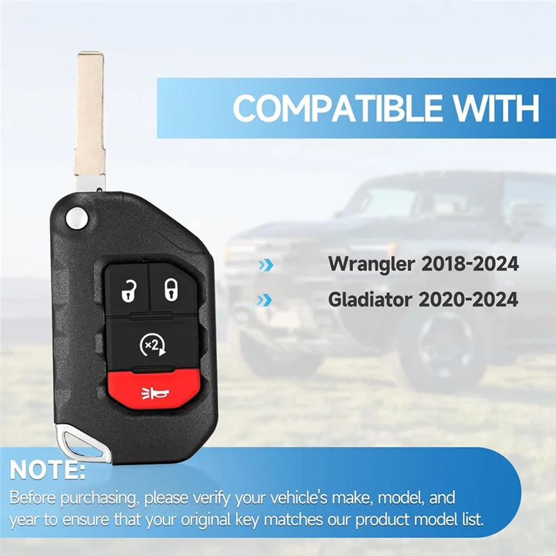 Smart Key Fob for Jeep Wrangler 2018-2024 & Gladiator Smart Key Fob Babs