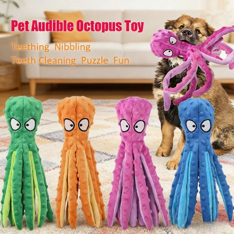 Interactive Squeaky Octopus Dog Toy – Plush Chew & Teething Interactive Dog Toy Babs