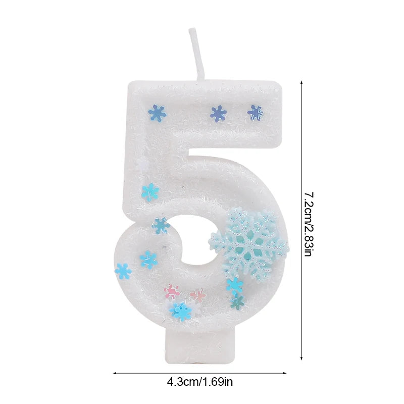 Glitter Snowflake Number Candles 0-9 Birthday Cake Topper Birthday Cake Candles Babs