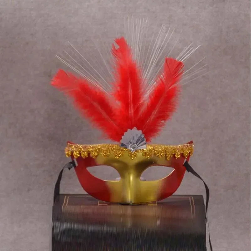 LED Flashing Feather Venice Mask – Masquerade Party Cosplay Feather Ball Mask Babs 9