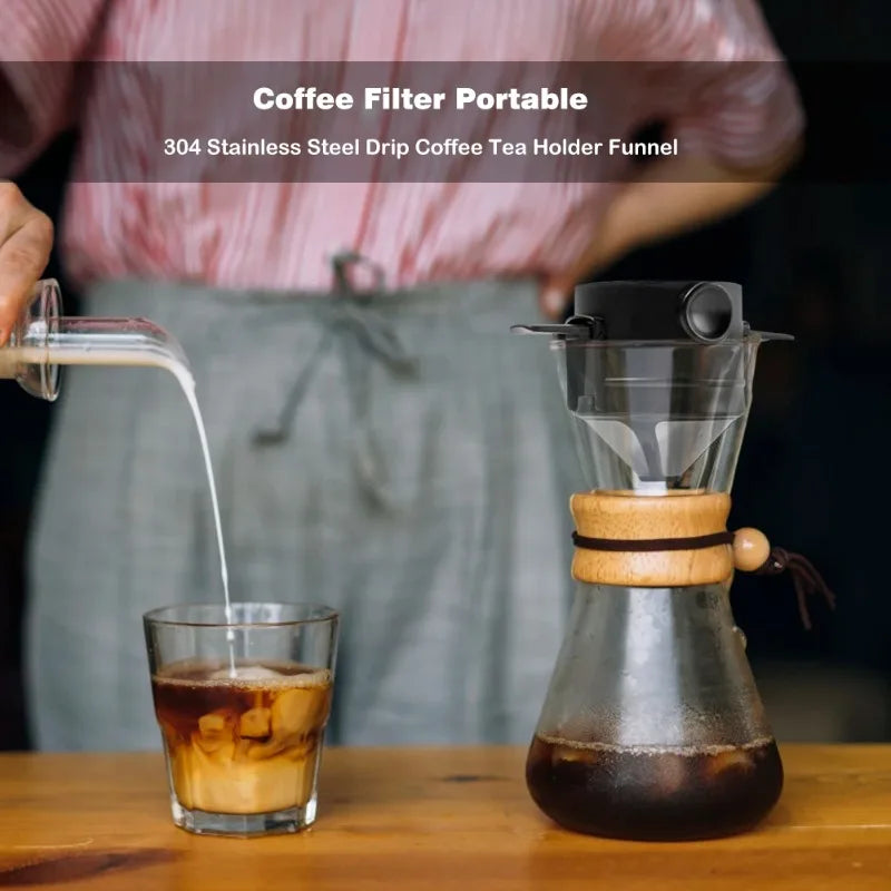 Foldable Pour Over Coffee Dripper – Reusable Stainless Filter Pour Over Coffee Dripper Babs