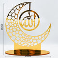 Ramadan Kareem Acrylic Ornament – Eid Mubarak Golden Moon Decor Acrylic Holiday Ornament Babs Gold-F