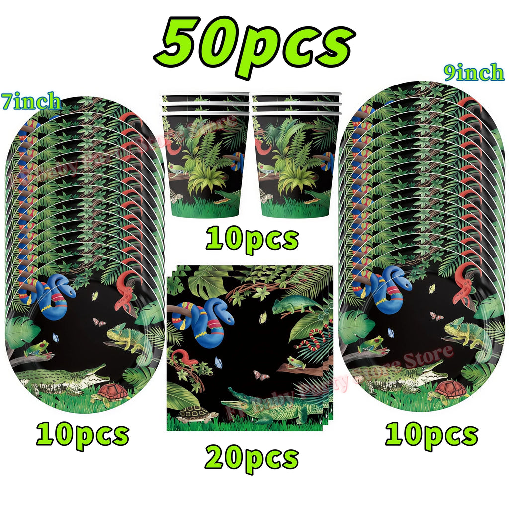 Reptile Party Supplies – Lizard & Snake Tableware Set Party Tableware Set Babs 50pcs