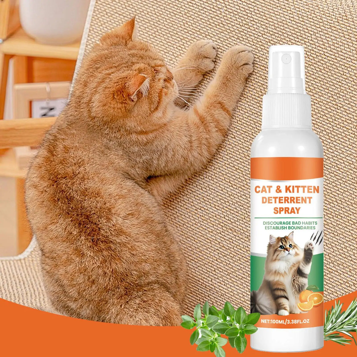 Pet Anti-Scratch Spray – Cat Furniture Protector 100ml Cat Training Spray Babs