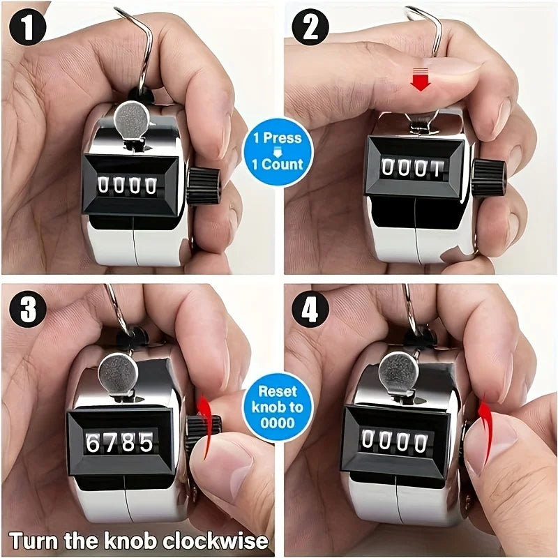 Handheld 4-Digit Metal Tally Counter – Iron Clicker Tool Tally Counter Babs