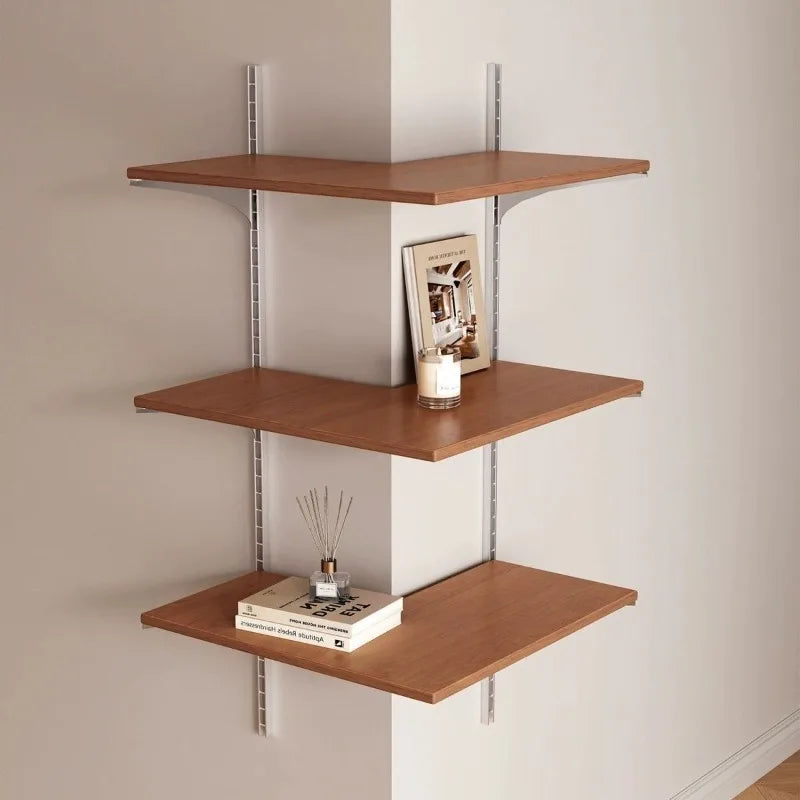 Vintage 3-Tier Solid Wood Wall-Mounted Corner Storage Rack Corner Wall Shelf Babs