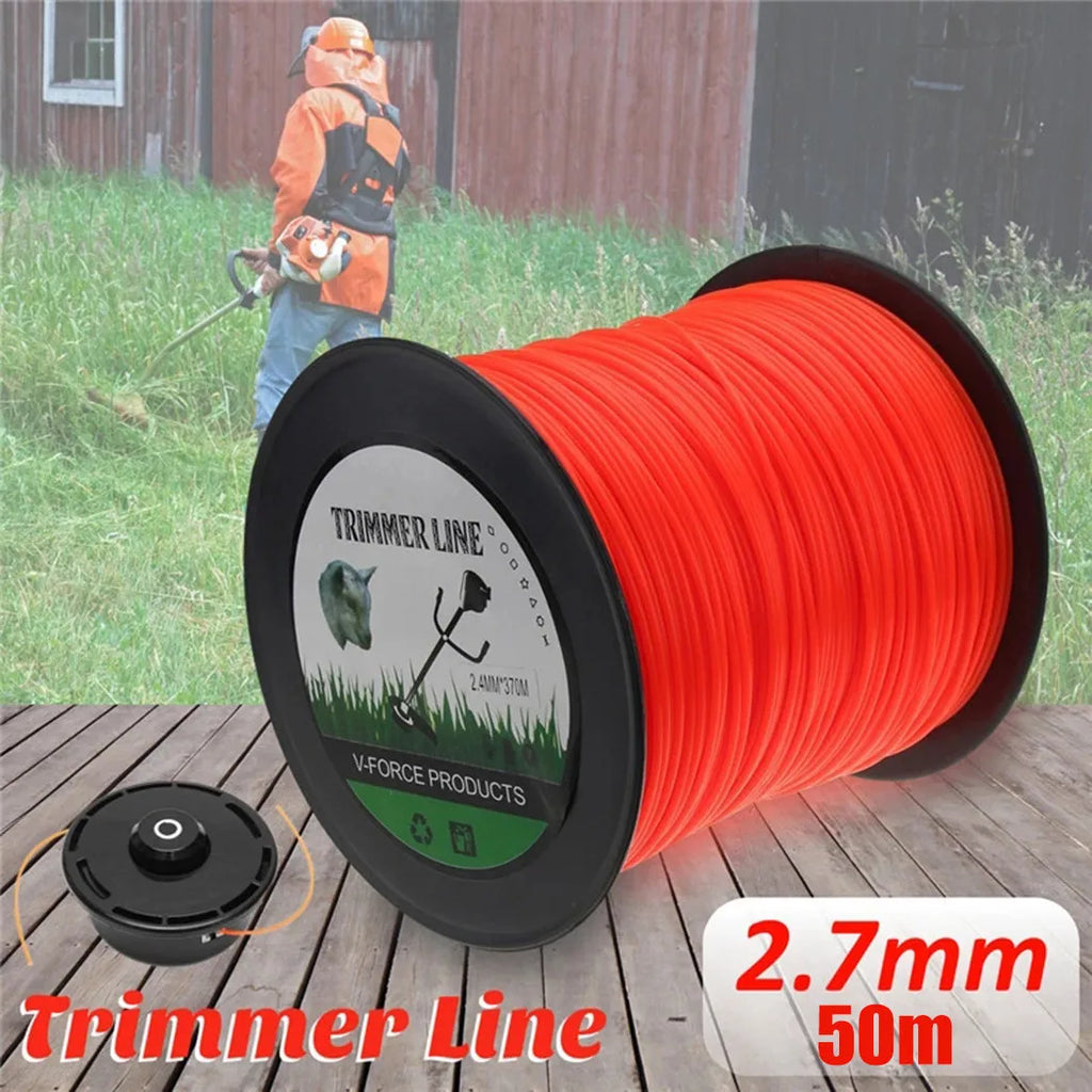 Orange Round Nylon Trimmer Line 2.7mm 50m – Garden Grass Cord Trimmer Line Spool Babs