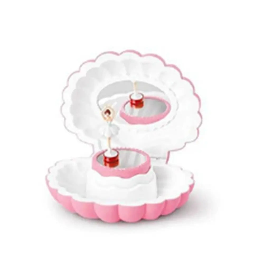 Shell Rotating Music Box – Dancing Girl Jewelry Box with Mirror Decorative Music Box Babs Deep Pink