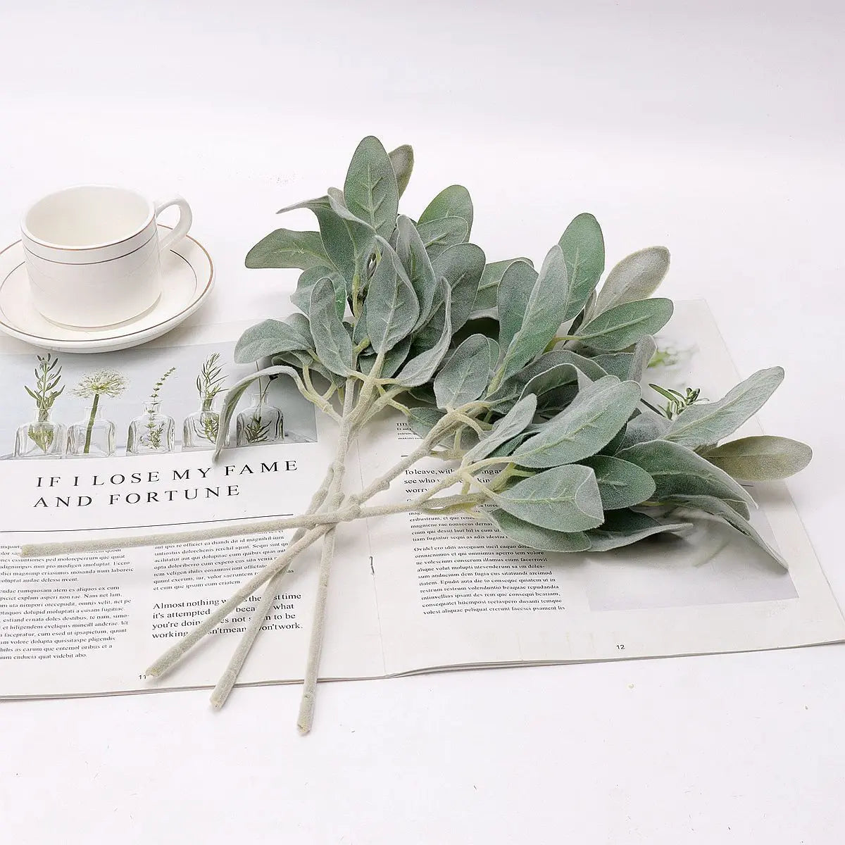 Velvet Rabbit Ear Leaf Stems 2/6pcs – DIY Wreath & Wedding Decor Artificial Leaf Stems Babs