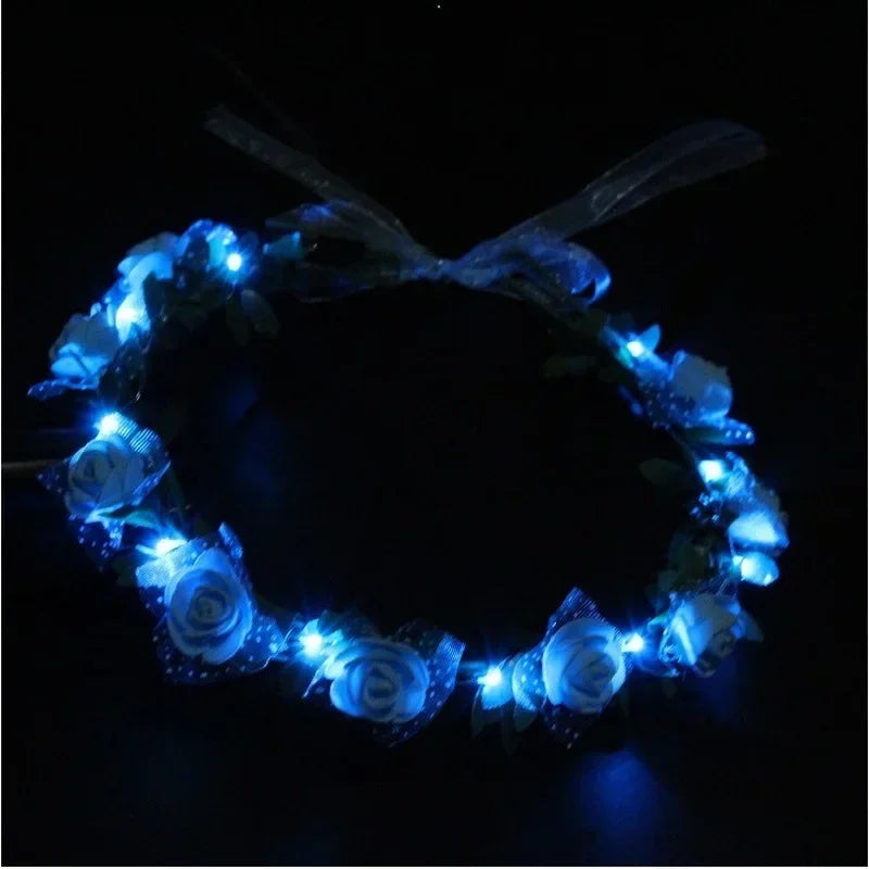 20pcs LED Rose Flower Wreath Headbands for Parties & Weddings LED Party Headbands Babs