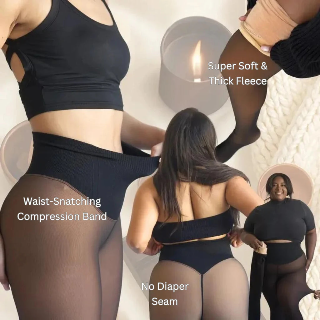 One-Seam Fleece Lined Shaping Leggings – Thermal Sheer Tights Fleece Lined Leggings Babs