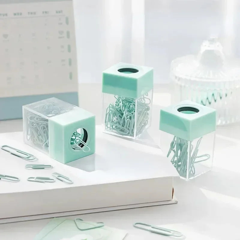 Magnetic Paper Clip Holder Box with 18 Clips – Desk Organizer Desk Organizer Babs