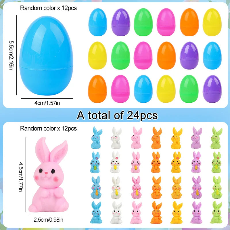 24-Piece Fillable Plastic Easter Eggs – Egg Hunt Party Set Easter Egg Set Babs 12egg 12rabbit