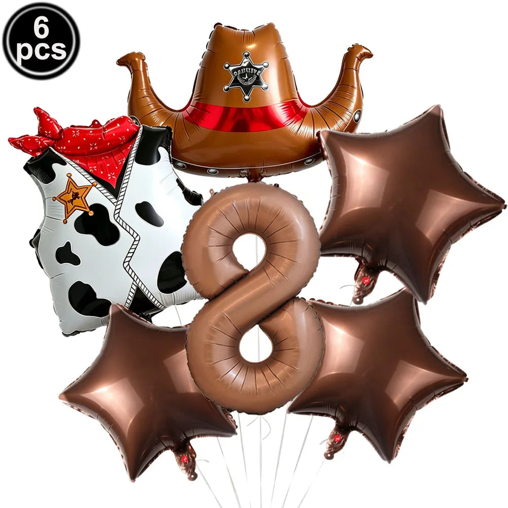 Western Cowboy Foil Balloon Set – 6pc Birthday Party Decor Party Foil Balloons Babs Deep Sapphire As pictures show