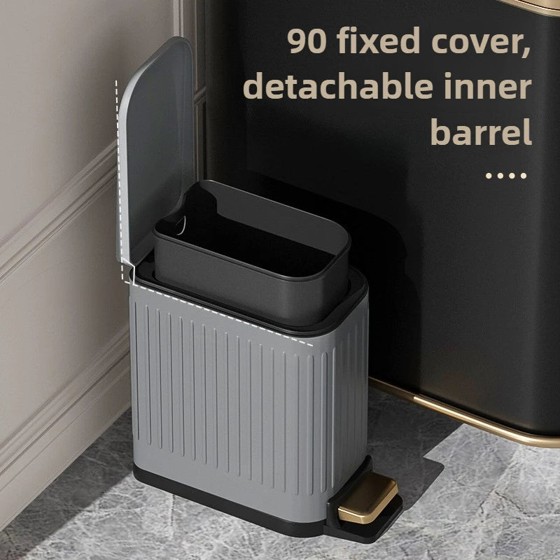 Stainless Steel Foot Pedal Trash Can with Lid – 10L Modern Foot Pedal Trash Can Babs