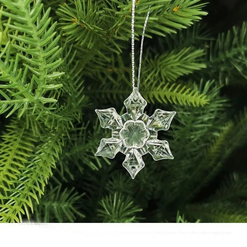 10Pcs Crystal Snowflake Christmas Tree Hanging Ornaments Christmas Tree Ornaments Babs 4cm 10Pcs