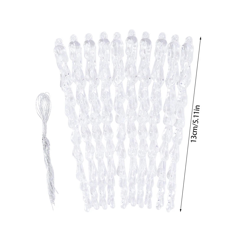 10pcs Clear Fake Icicle Christmas Ornaments 13cm | Xmas Décor Christmas Ornaments Babs 10pcs 13cm