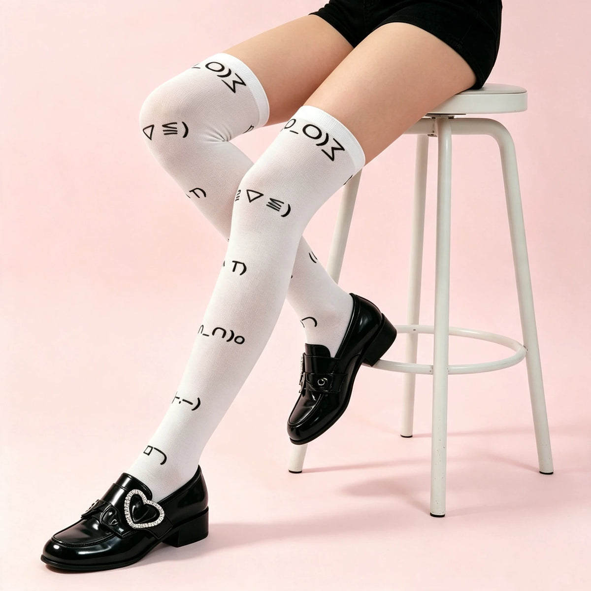 Kawaii Graffiti Thigh High Socks – Y2K Harajuku Over Knee Thigh High Socks Babs One Size