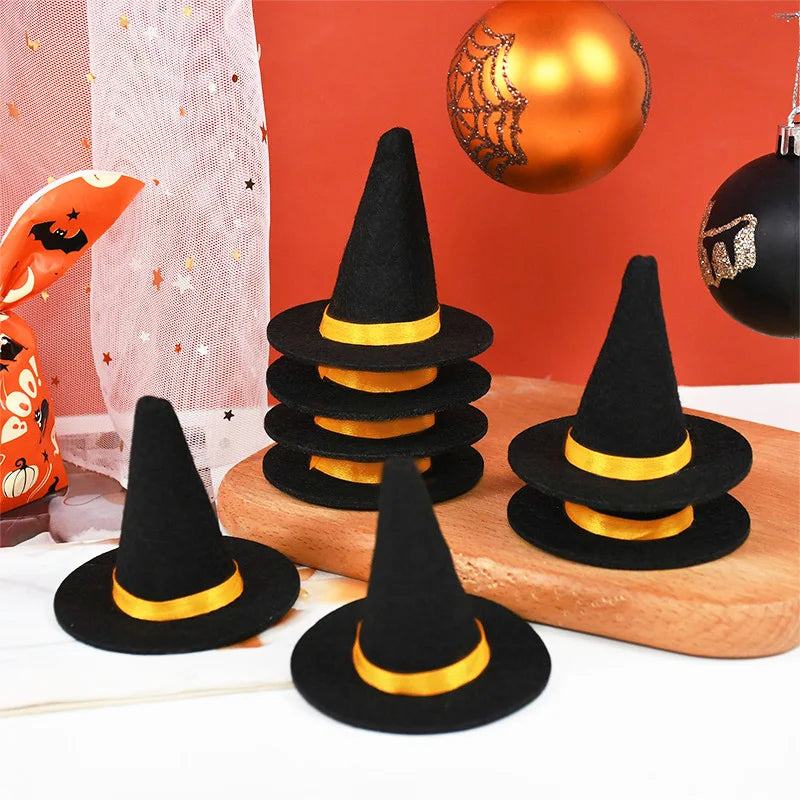 6pcs Mini Felt Witch Hats – Halloween Wine Bottle & Party Decor Halloween Party Decor Babs