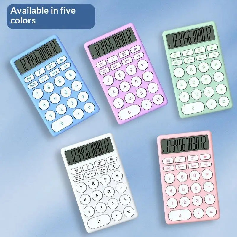 HUXUAN 12-Digit Mini Desk Calculator – Silent Big Buttons Desktop Calculator Babs