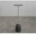 Modern Round Travertine & Stainless Steel Side Table | 60CM Side Table Babs Black-Silver-20X60