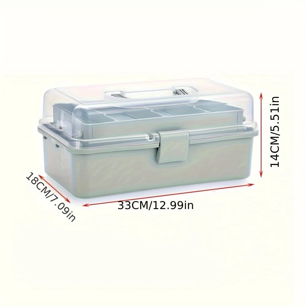 3-Layer Craft Organizer Box with Adjustable Dividers & Handle Craft Storage Organizer Babs