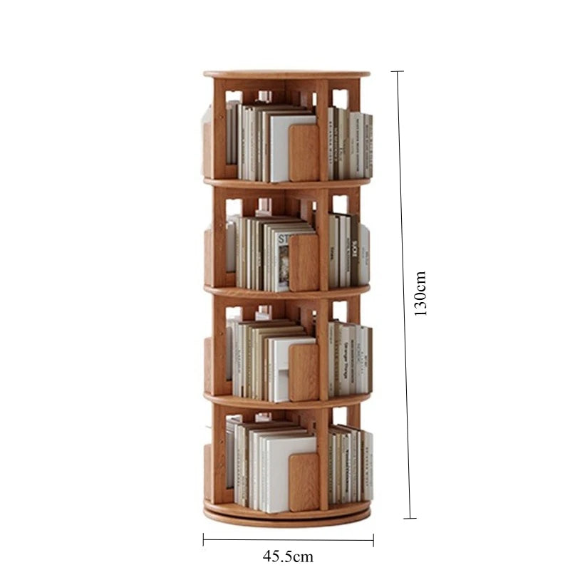 Rotating 6-Tier Wood Corner Bookshelf – Modern Bookcase Rotating Bookcase Babs Light color 4 layers