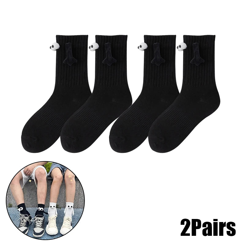 Magnetic Holding Hands Socks – Funny Novelty Couple Gift Novelty Socks Babs Black-2Pairs