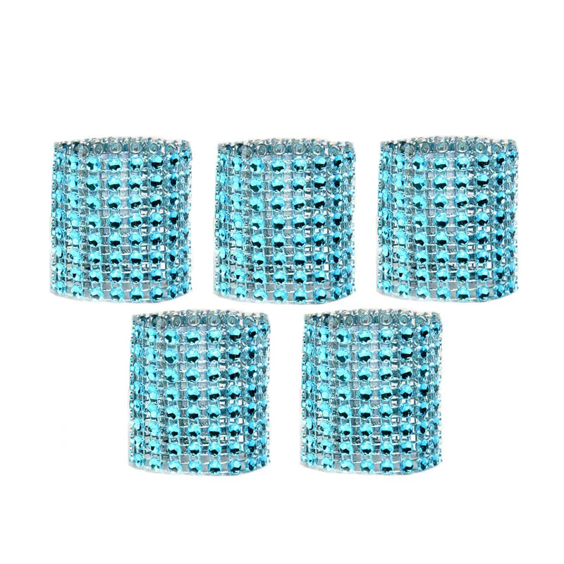 10pcs Rhinestone Bow Napkin Rings Gold Silver Wedding Decor Napkin Rings Babs lake blue