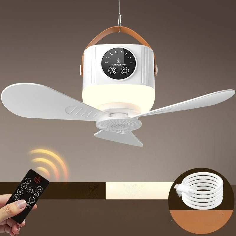 RTONTR Wireless Rechargeable Ceiling Fan – LED & Remote Portable Ceiling Fan Babs WHITE 3600mah