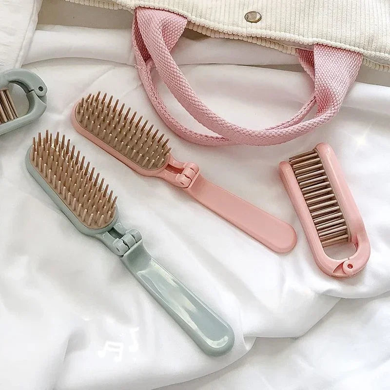 Babs Mini Folding Air Cushion Hair Brush – Anti-Static, Portable Folding Hair Brush Babs