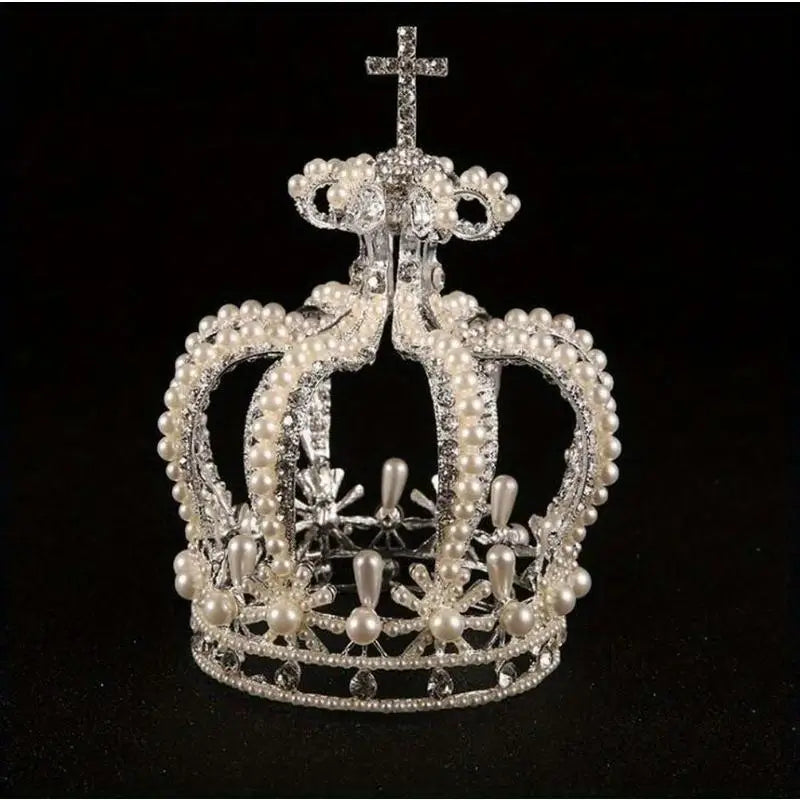 Crystal Pearl Baroque Bridal Tiara | Wedding Crown Accessory Bridal Tiara Crown Babs Silver