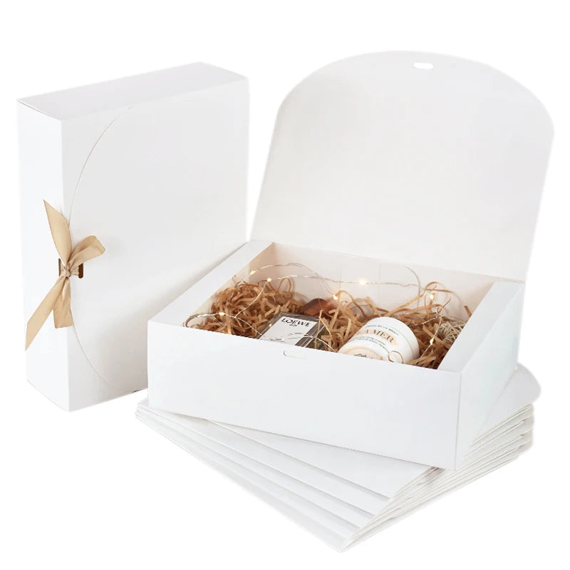 3-Pack White Gift Boxes with Lids & Ribbons – Party & Wedding Gift Packaging Boxes Babs