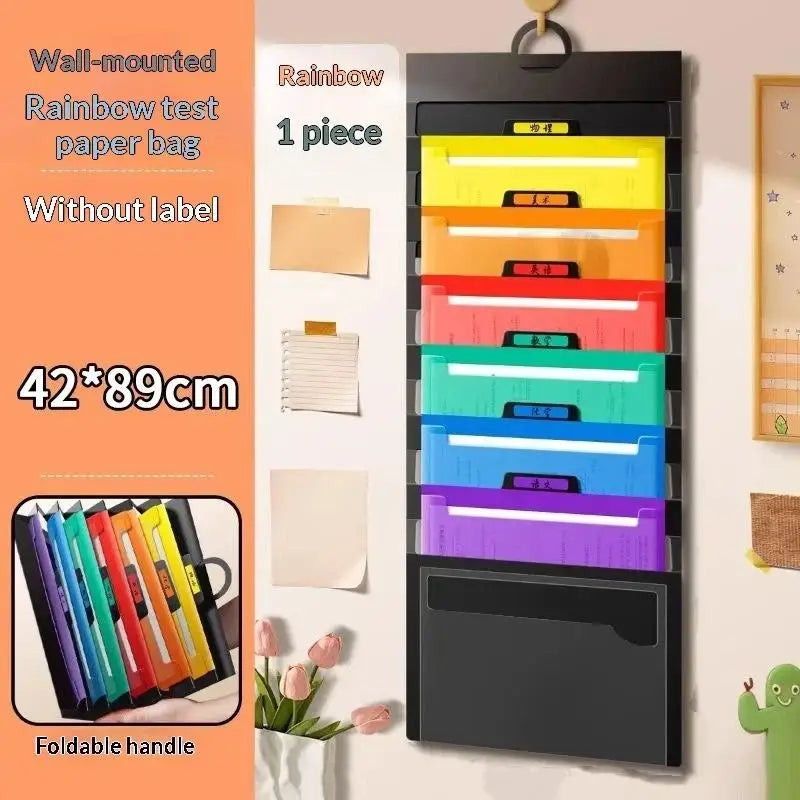 Wall-Mounted 6-Pocket Hanging File Organizer – Rainbow PP Hanging File Organizer Babs B Multicolor