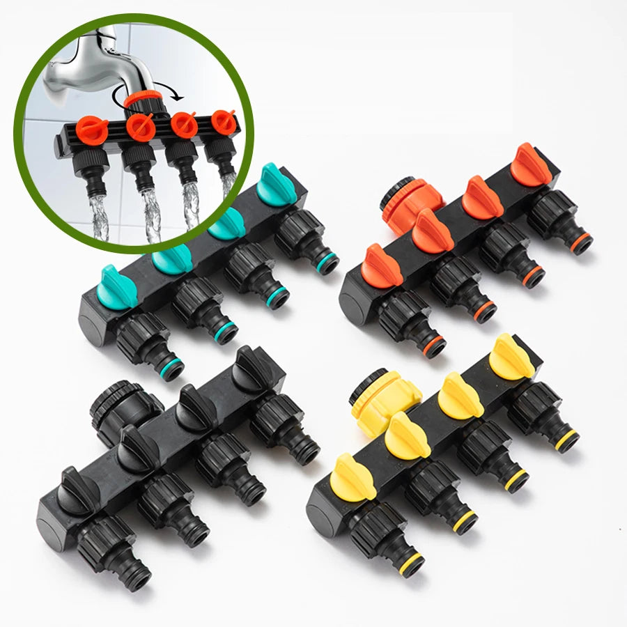 4-Way Garden Hose Splitter & Water Distributor | Irrigation Fitting Garden Hose Splitter Babs
