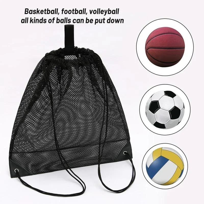 Drawstring Mesh Backpack – Gym, Sports & Beach Net Bag 40×45cm Mesh Drawstring Backpack Babs