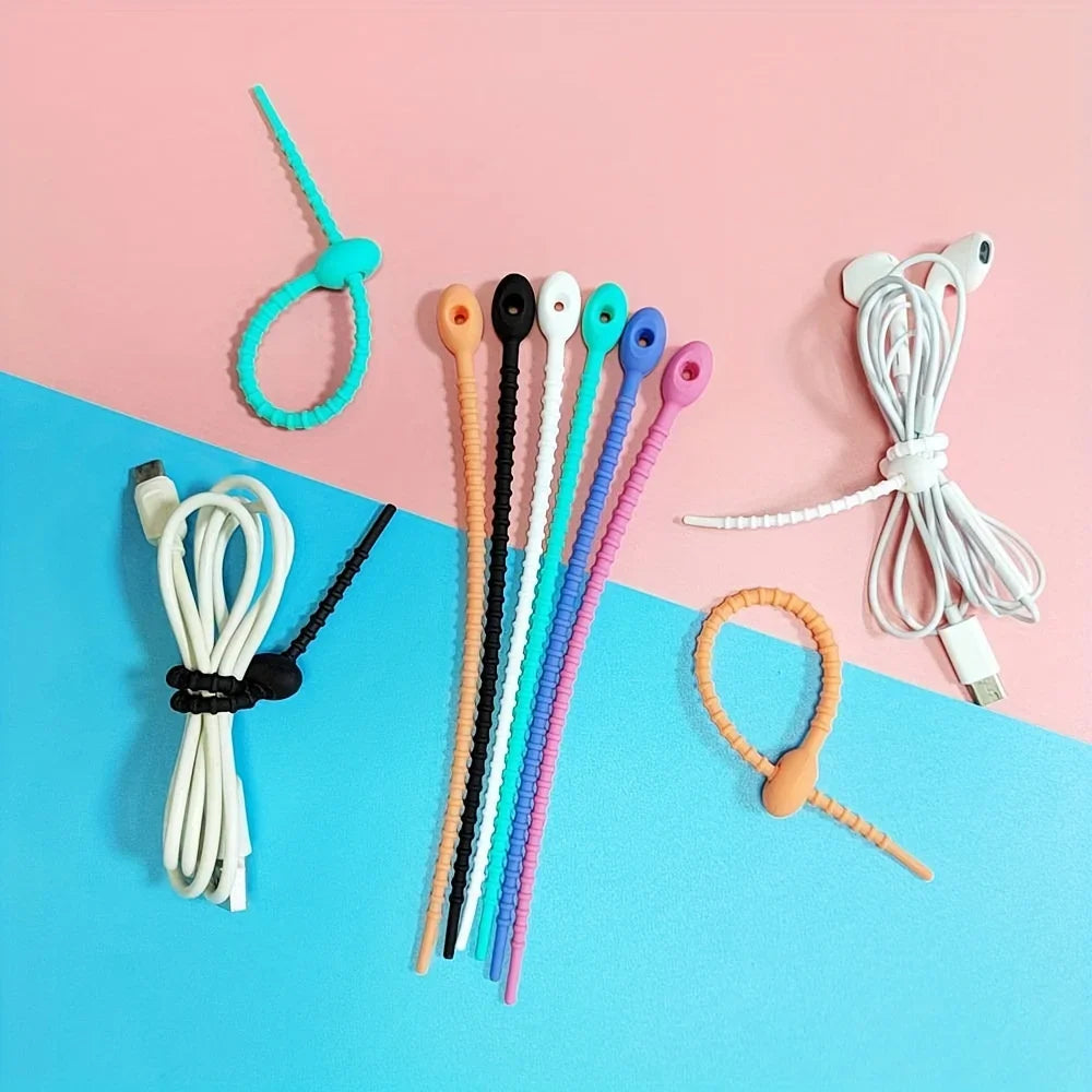 Reusable Silicone Cable Ties – Wire Organizer 10/30/60 Pack Cable Organizer Ties Babs