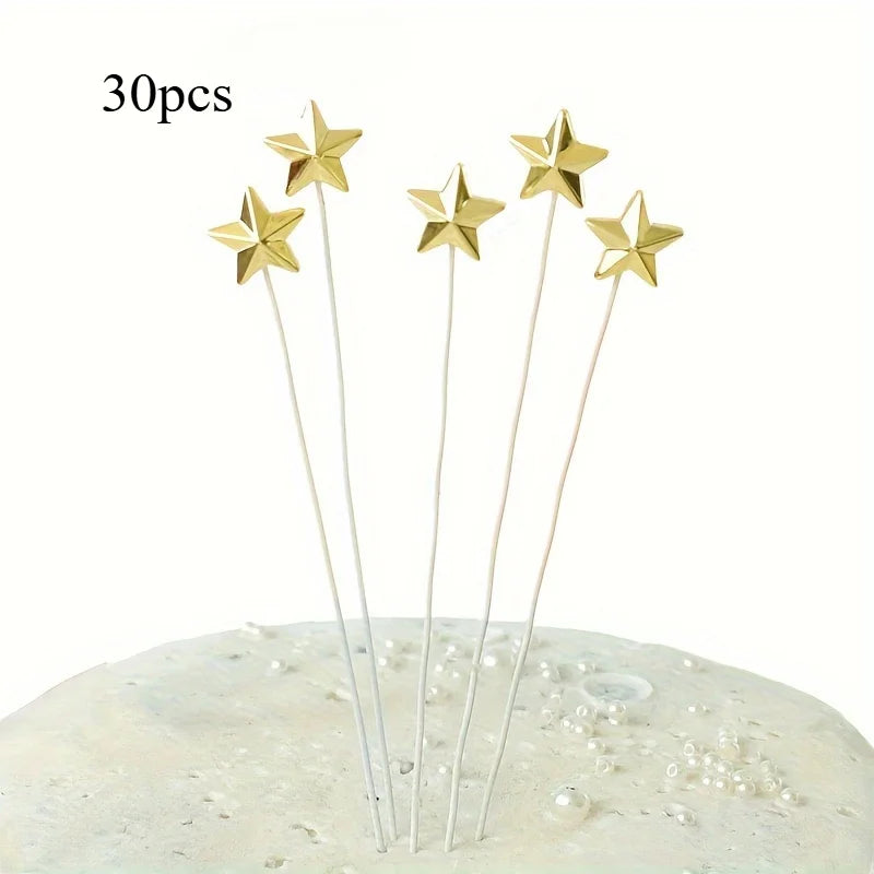 3D Mini Star Cake Toppers – Birthday & Party Decorations Cake Toppers Babs Golden-30pcs