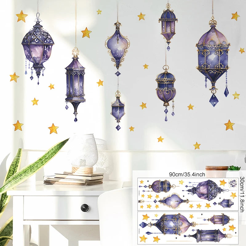 Ramadan Kareem Wall Stickers Moon Star Lantern Eid Decals Festival Wall Decal Babs J