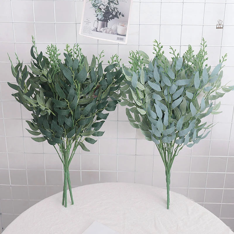 Artificial Willow Eucalyptus Leaf Stems – Silk Floral Décor Artificial Leaf Stem Babs