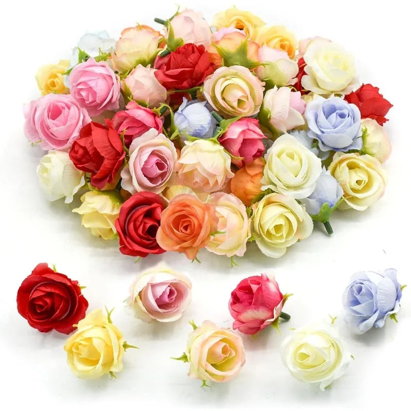 10 Pcs Mini Silk Artificial Rose Flower Heads for DIY Decor Artificial Silk Flowers Babs