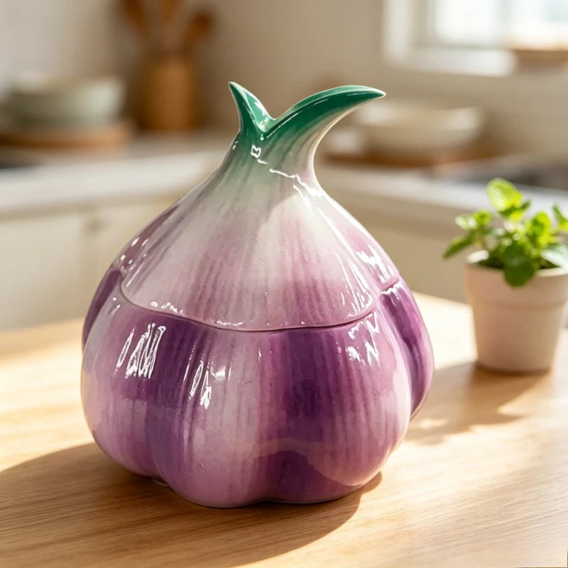 Ceramic Purple Onion Storage Jar – Decorative Kitchen Container Ceramic Storage Jar Babs