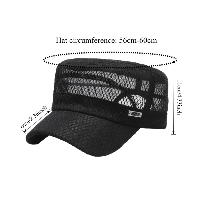 5-Pack Mesh Flat Top Hat – Unisex Breathable Sun Cap Mesh Sun Cap Babs