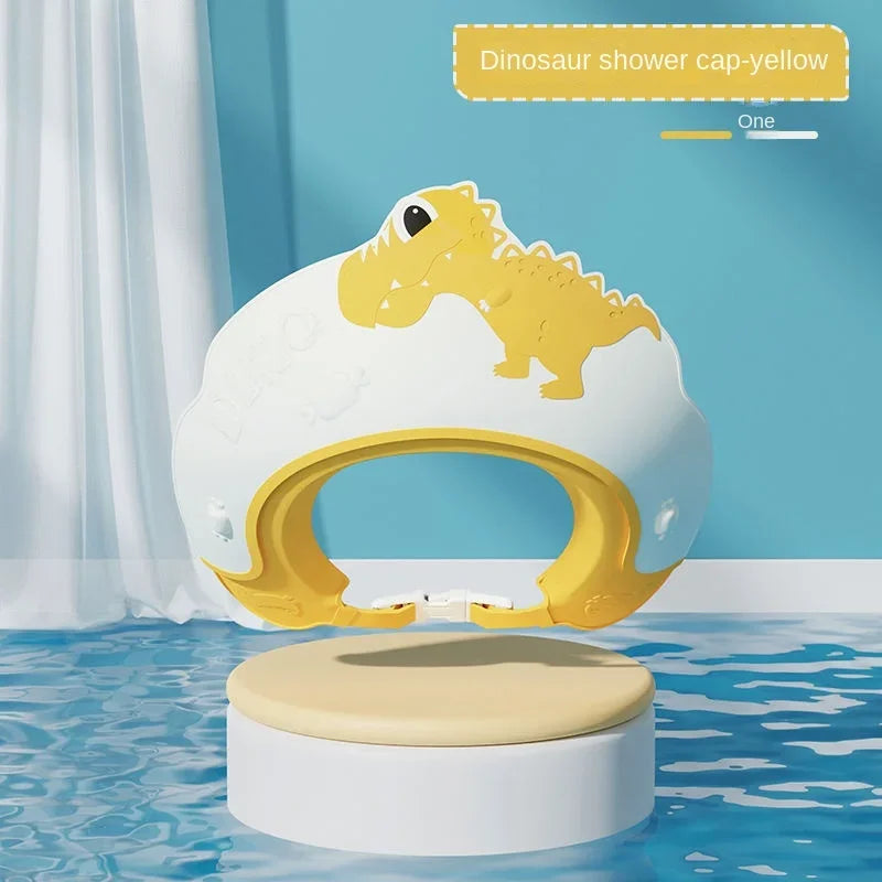 Baby Waterproof Shampoo Cap | Adjustable Silicone Dinosaur Hat Baby Bath Cap Babs