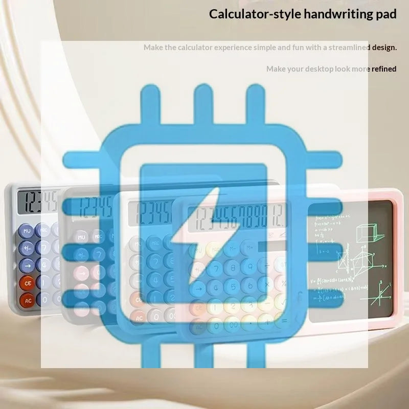 HUXUAN 2-in-1 Calculator & LCD Writing Pad – 12-Digit Screen Calculator with Writing Pad Babs