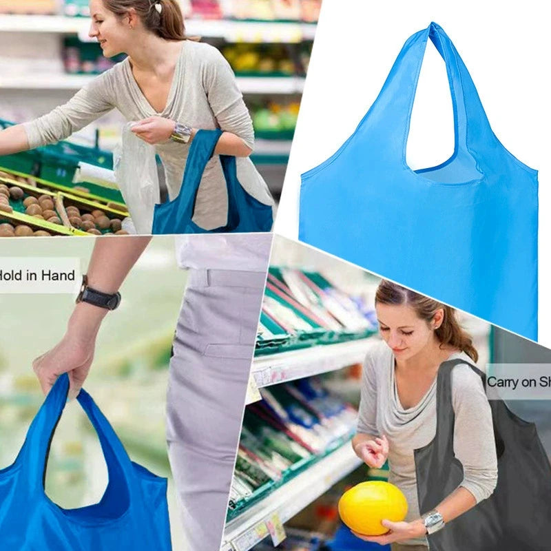 5-Pack Reusable Folding Polyester Shopping Tote Bags Reusable Tote Bag Babs