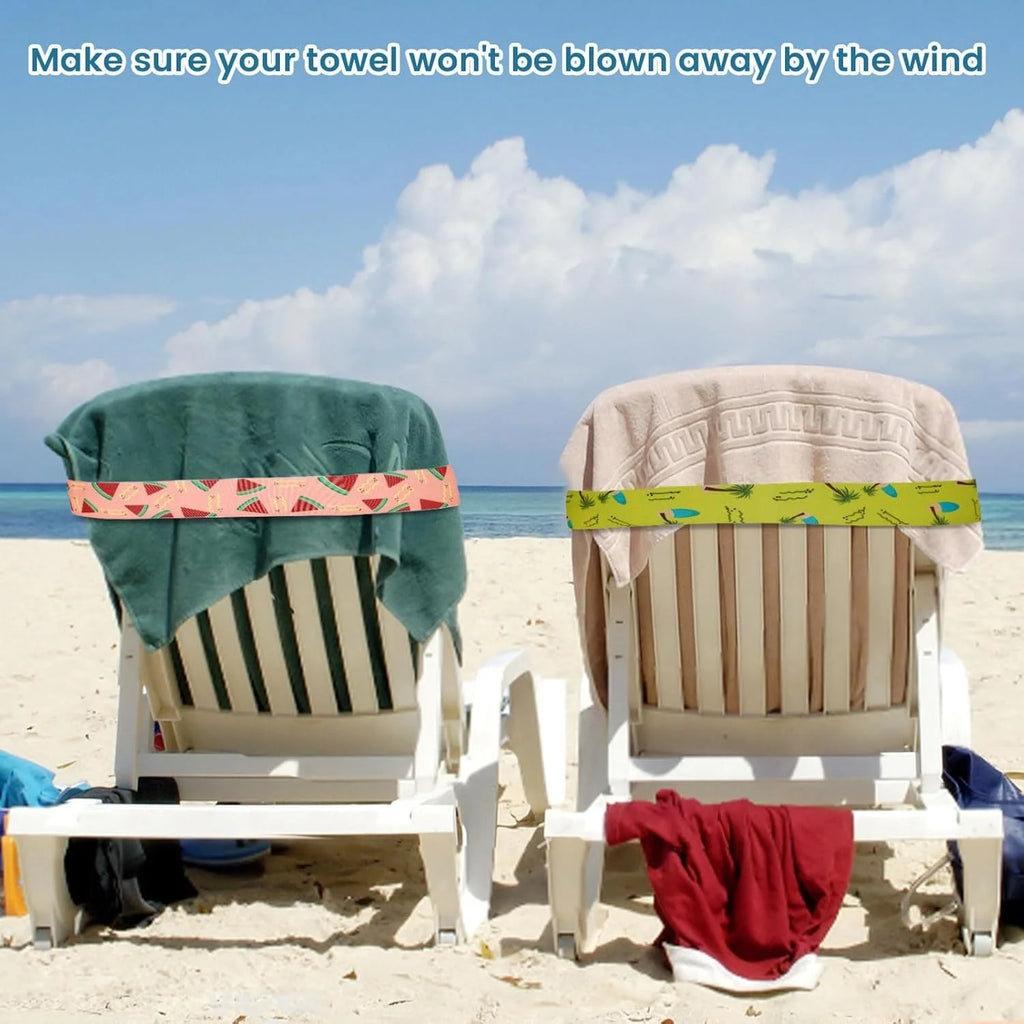 5-Pack Elastic Towel Bands for Beach & Cruise Chairs Beach Chair Accessories Babs