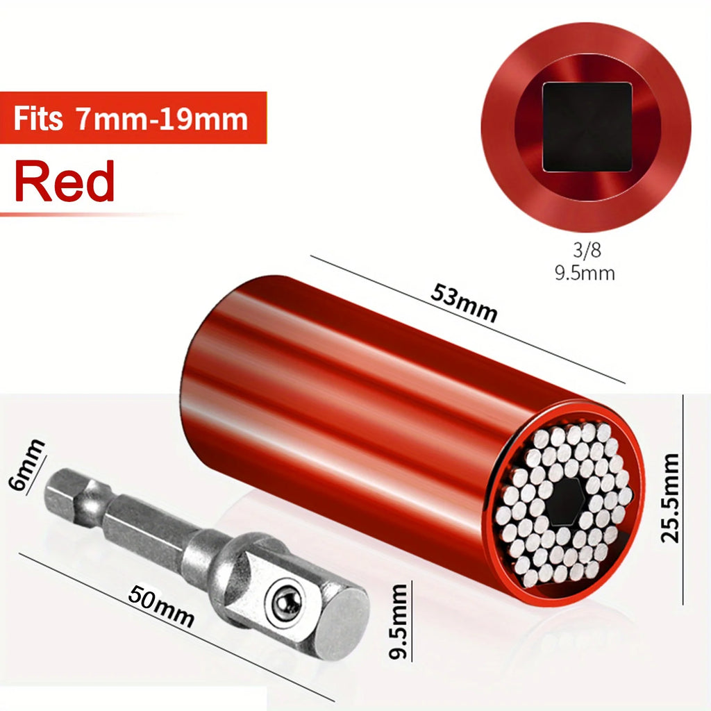 Universal Socket Wrench Set 7–19mm | 3/8" Impact Adapter Socket Wrench Set Babs Red